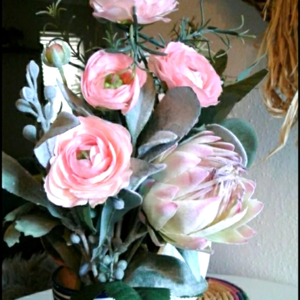 Hand Crafted Tropical Protea Faux Flower Accents Greens Final Sale